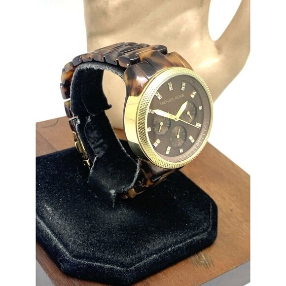 Michael Kors Women's Watch MK5038 Ritz Quartz Acrylic Tortoiseshell Brown Gold - Picture 15 of 15
